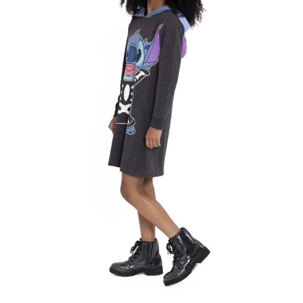 Disney Stitch Cosplay Hoodie Dress Girls Small 6-6X New with Tags Jet Black Soft